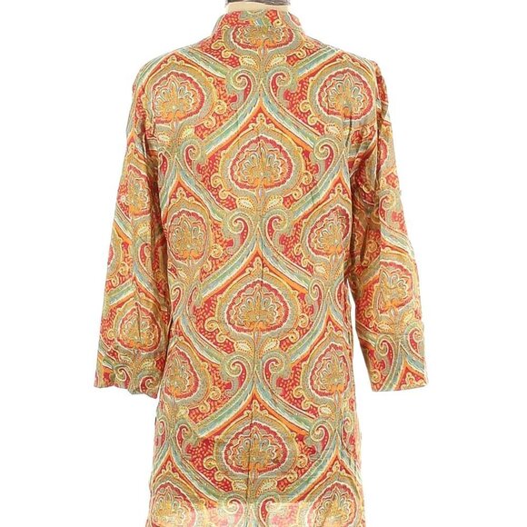 J. McLaughlin Top Sandy Tunic Top in Confetti Paisley Cotton Roll-Up Sleeves - Picture 11 of 12